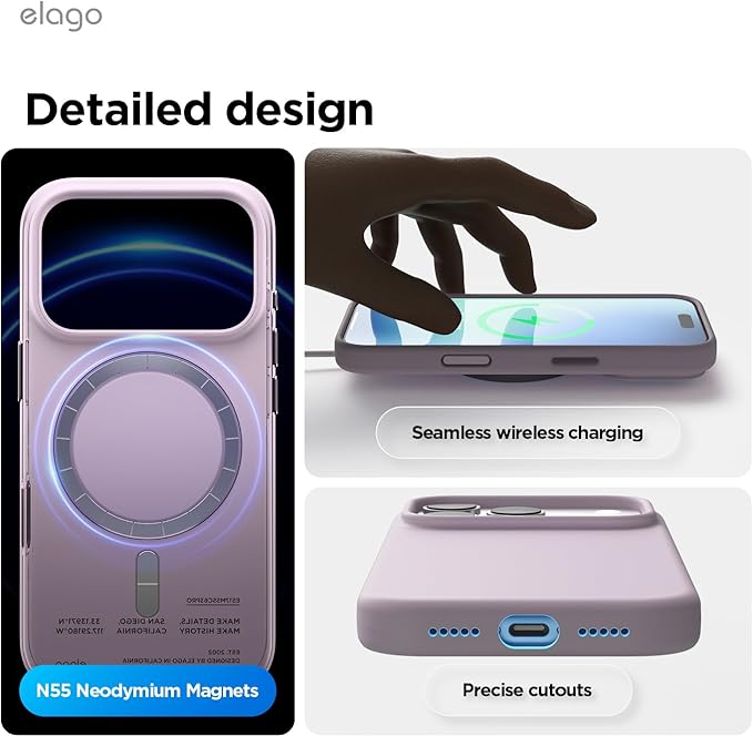 elago for iPhone 17 Pro Case, Premium Magnetic Silicone Case, Compatible with MagSafe, Liquid Silicone Material, Protective Cover, Shockproof, Slim Phone, 6.3 inch (Soft Purple)