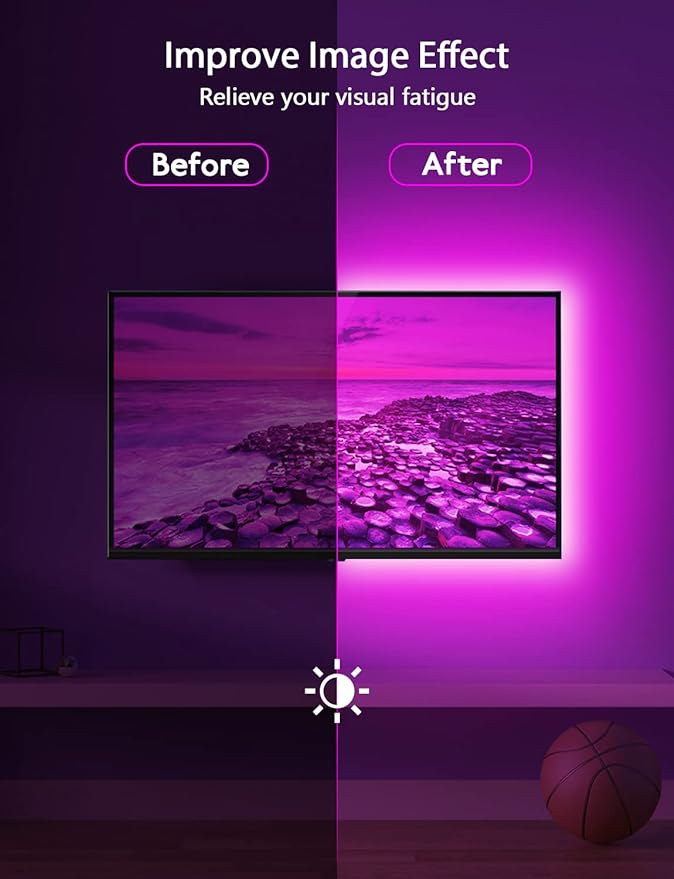 MATICOD LED Lights for TV Led Backlight, 9.84ft RGB Led Strip Lights USB TV Lights Behind 32-43in, APP Remote Control Music Sync TV Led Light for Bedroom Gaming Home Décor