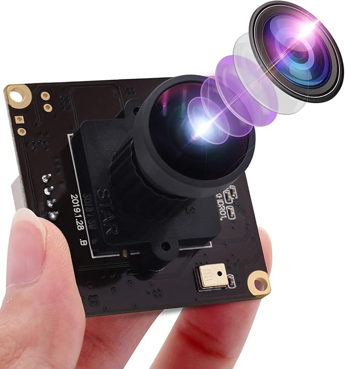 USB 4K Webcam Mini Camera Module avec 170 Degrees, Camera Web Ultra HD 2160P avec capteur IMX317 Aluminium Webcamera UVC Support, Plug & Play for Windows, Android, Mac, Linux