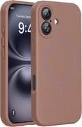 Miracase Magnetic for iPhone 16 Plus Case, [Soft Anti-Scratch Microfiber Lining], Compatible with MagSafe, Liquid Silicone Shockproof Drop Protection Phone Case for 16 Plus,Chocolate