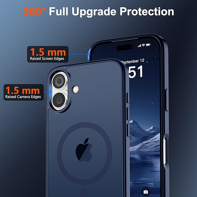 SUPFINE Magnetic for iPhone 17 Case (Compatible with MagSafe)(Military Grade Drop Protection) Translucent Matte Shockproof with Anti-Fingerprint Phone Cover,Dark Blue