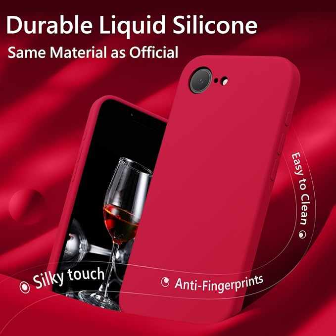 FireNova Magnetic for iPhone 17e Case/iPhone 16e Case, Compatible with MagSafe, [Silicone Camera Protection] Microfiber Lining Phone Case, 6.1", Deep Red