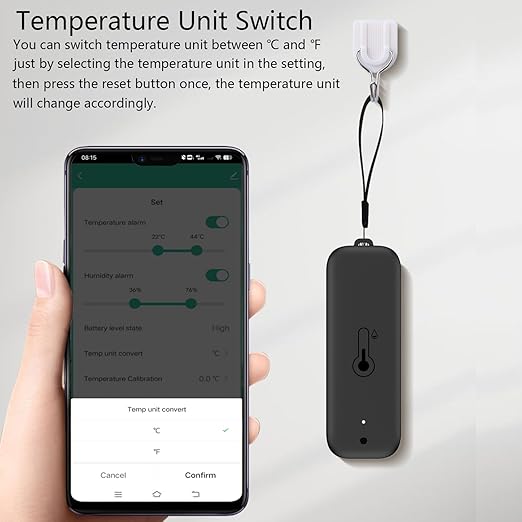 WiFi Thermometer Hygrometer: Intelligent Temperature Humidity Sensor with App Remote Control & Data Storage Export, Indoor Temperature Humidity Monitor Compatible with Alexa (1Pack-Black)