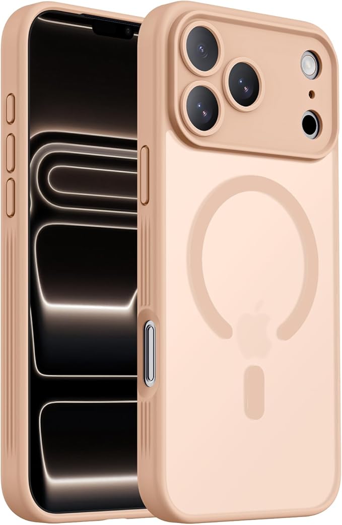 Symcele Designed for iPhone 17 Pro Case, Compatible with MagSafe, [Camera Protection] [15FT Military Drop Protection] Shockproof Translucent Matte Anti-Slip Phone Case, 6.3", Light Brown