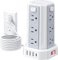 Power Strip Surge Protector, 6.5 Ft Extension Cord with 12 AC Multiple Outlets 4 USB (1 USB C), SMALLRT Power Tower Desktop Charging Station