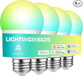 Lightinginside Matter Smart Light Bulbs Compatible with Alexa/Siri/Apple Home/Google Home/SmartThings, WiFi A19 E26 RGBCW Color Changing Light Bulb 800LM 9W 60W Equivalent, 2.4G WiFi, ETL Listed, 4PCS
