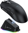 MAGIC-REFINER Attack Shark X11 59g Superlight Wireless Gaming Mouse with Magnetic RGB Charging Dock，BT/2.4G Wireless/Wired Mouse, 22000 DPI，5 Programmable Buttons for PC/Laptop/Mac（Black）