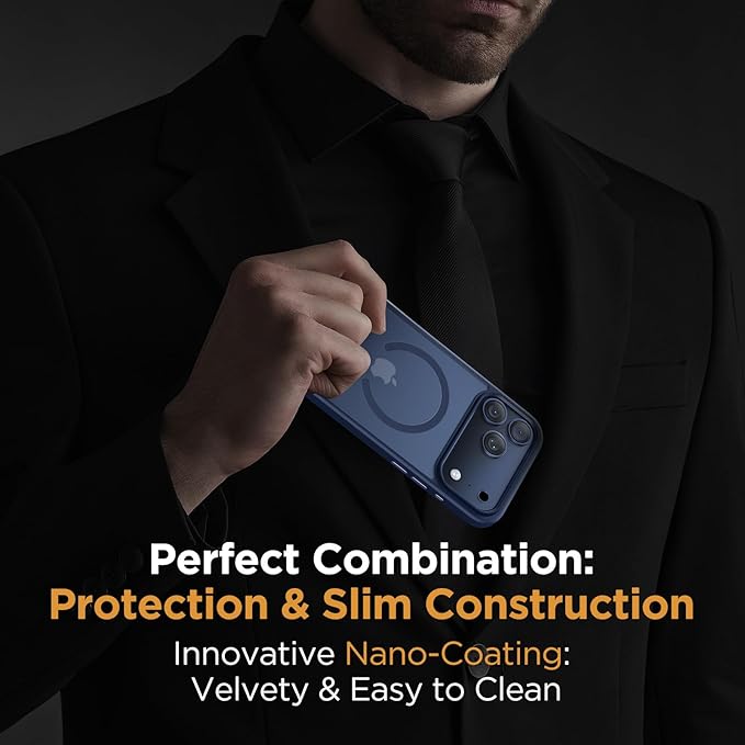 Miracase Magnetic for iPhone 17 Pro Case 6.3", Camera Control, [Compatible with MagSafe] [Screen Protector] Military-Grade Protection, Anti-Fingerprint, Slim Thin Phone Case, Dark Blue