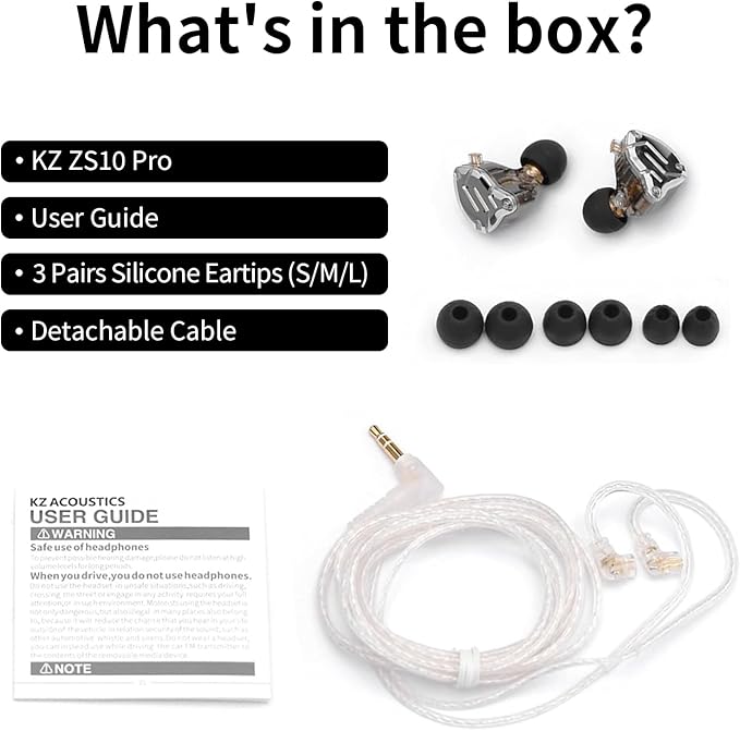 Best Wired Headphone, KZ ZS10 Pro IEM in Ear Monitor, 4BA 1DD KZ Wired Earbuds Headphone Multi Driver in Ear Earphone,IEM Earphone, on Stage Monitor for Singer Guitarist Drum(Gold, with Mic)…