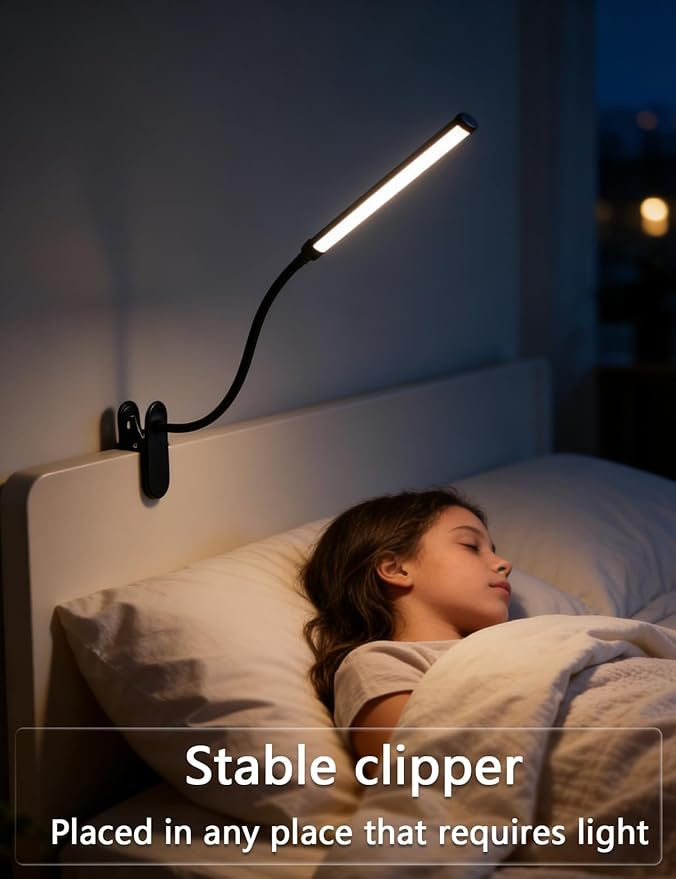 2 Pack Clip On LED Desk Lamp, 3 Lighting Modes 10 Brightness Levels, Flexible Goose Neck Swing Arm Task Lamp, Eye Caring USB Powered Clamp Light for Home Office Study Reading Bedside