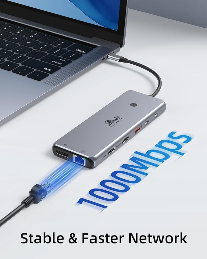 13 in 1 Laptop USB C Docking Station - Dual Monitor, 8 USB C/A Ports, Ethernet, Audio - LIONWEI USB C Hub for MacBook,Dell,HP,Lenovo,Surface