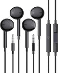 Wired Earbuds, 2 Pack 3.5mm Headphones with Microphone Clear Call HiFi Stereo Volume Control Earphones for iPhone iPad Samsung Kindle Switch MP3/4 (Black)