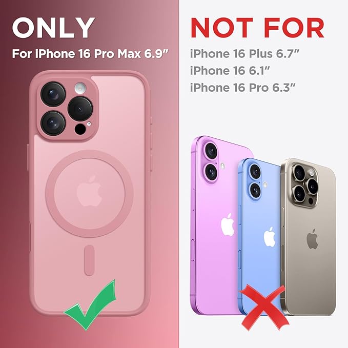 CAPRARO Magnetic Compatible with iPhone 16 Pro Max Case, Upgraded [Full Camera Protection] [Compatible with MagSafe] Protective Translucent Matte Women Phone Case Cover, Apricot Pollen