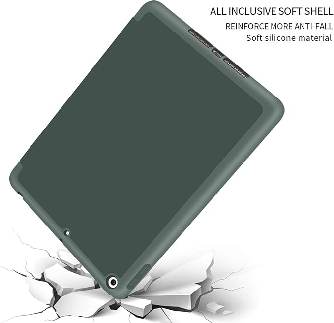 Aoub Case for iPad 9.7 inch 6th/5th Generation Case 2018/2017 with Pencil Holder, Thin Lightweight Smart Stand Cover, Auto Wake/Sleep, Model A1822/A1823/A1893/A1954, Dark Green