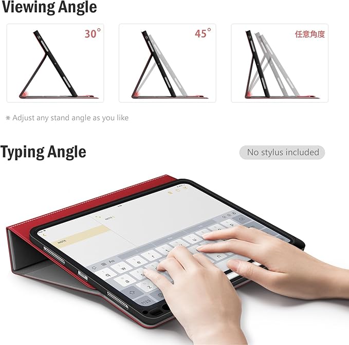 Antbox for iPad Pro 11 Inch Case M5 2025/M4 2024, Built-in Pencil Holder, Fully Supports Pencil Pro/USB-C, Auto Sleep/Wake Function Vegan Leather (Red)