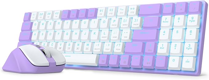 Redragon BS8773 Wireless Keyboard and Mouse Combo, 78 Keys 2.4Ghz Wireless Low-Profile Mechanical Red Switch Keyboard w/Slim Compact Design & Single Blue Backlit, Comfort Grip 2400 DPI Max Mouse