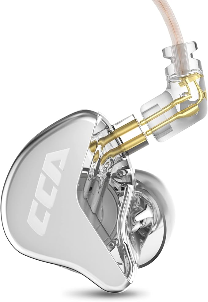 CCA CRA in Ear Monitor Headphones, Ultra-Thin Diaphragm Dynamic Driver IEM Earphones, Clear Sound & Deep Bass, Wired Gaming Earbuds with Tangle-Free Detachable Cable for Singer Musicians Drummers DJ