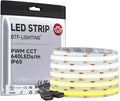 BTF-LIGHTING FCOB COB LED Strip CCT 3000K-6000K Tunable White IP65,UL Listed DC24V 16.4FT CRI 90+ Dimmable LED Tape Lights,640LEDs/m Dotless for Bedroom Kitchen Indoor Decor(No Adapter or Controller)