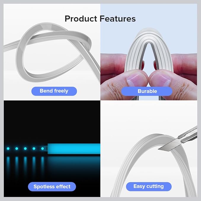 BTF-LIGHTING Silicone LED Channel System 9.8Ft Flexible Milky White Cover DIY Spotless Tube for ≤18mm Width LED Strip,Neon Rope Light Channel Diffuser, for Kitchen Cabinet, Room, Patio(No LED Strip)