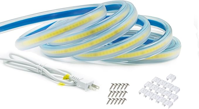 2 Meter Light Strips AC 110V LED Strip Lights IP67 Waterproof Flexible 4000K White LED Rope Lights 6.56 Feet for Under Cabinet Home and Garden(White, 6.56ft)