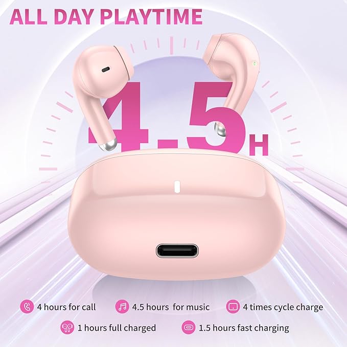True Wireless Earbuds for iPhone 17 Pro Max 16 15 14 13 12 11 XS/iPad Pro Air Bluetooth 5.3 Headphones with HD Mic Noise Isolation HiFi Stereo Earphone for Samsung Galaxy S26 S25 S24 FE S23 S22 Ultra