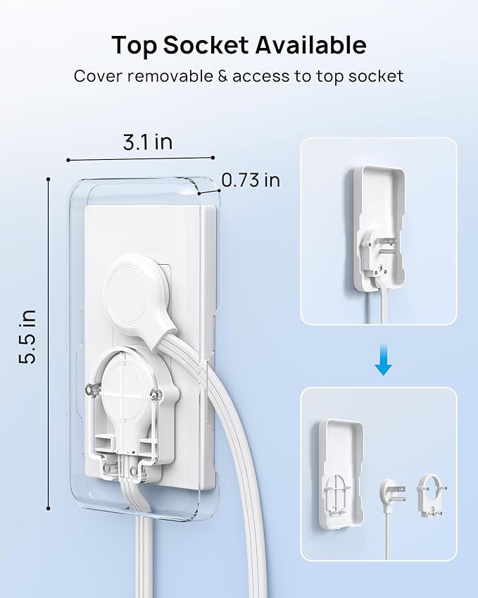 TROND Flat Power Strip with Outlet Concealer, 10FT Extension Cord with 3 Widely Spaced AC Outlets, 3 USB Charger(2 USB C Ports), Wall Mount Power Strip, Compact for Nightstand Couches Home Essentials