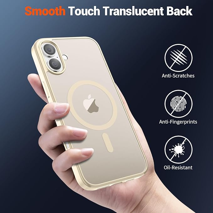 SUPFINE Magnetic for iPhone 16 Plus Case (Compatible with MagSafe) (Military Grade Drop Protection) Slim Translucent Matte Shockproof with Anti-Fingerprint Phone Case,Antique White