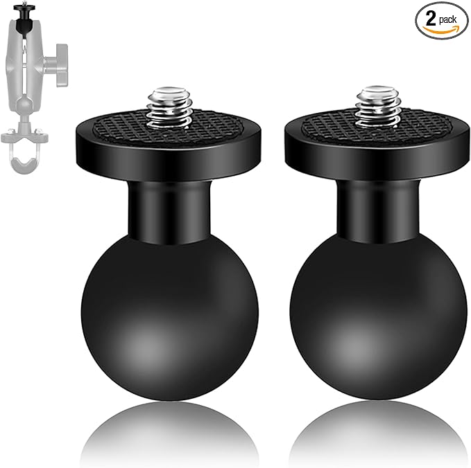 2PC Aluminum Alloy 1" Ball Mount Adapter with 1/4"-20 Threaded Stud for Insta360 One X3, X2, X, R, RS, GoPro, DJI OSMO Action Camera ,Compatible with RAM Ball Head Mounts B Size Double Socket Arm