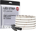 BTF-LIGHTING FCOB COB LED Strip 4000K 596+LM/FT Super Bright UL Listed DC24V 16.4FT 480LED/m 10mm Width Flexible High Density CRI 90+ Dimmable LED Light for Home Indoor Decor(No Controller or Adapter)