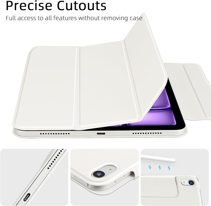 for iPad Air 13 inch M4/M3/M2 Case (2026/2025/2024,Model A3268/A3269/A3271), Auto Sleep/Wake and Magnetic Closure, Slim Trifold Stand Case, PU Leather Cover, Support Apple Pencil Pro, White