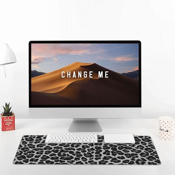 Leopard Skin Pattern Large Extended Mouse Pads XL Mousepad with Stitched Edges Non-Slip Rubber Base Computer Keyboard Pad Desk Mat for Home Office Desk Decor, 29.5" X 15.8"