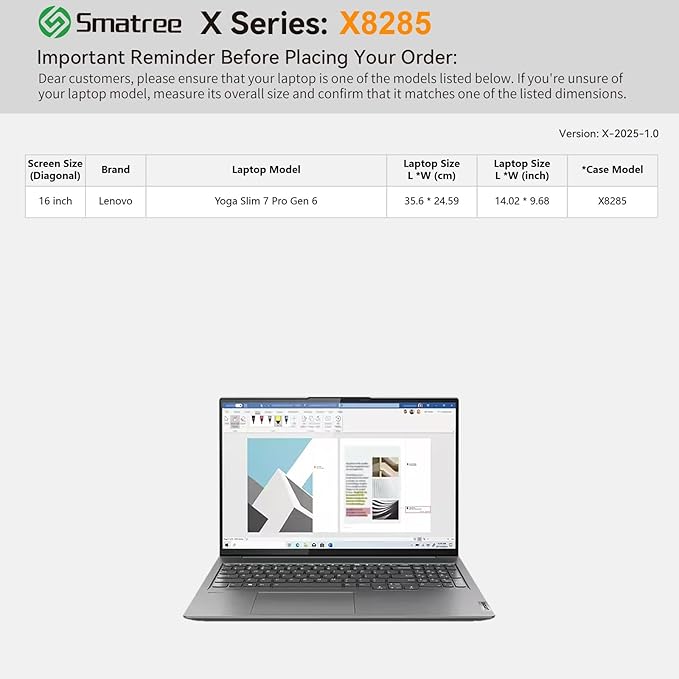 Smatree Hard EVA Protective Sleeve Case Compatible for 16 inch Lenovo Yoga Slim 7 Pro Gen 6 Laptop, Anti-Shock Notebook Bag, Green (X8285G)