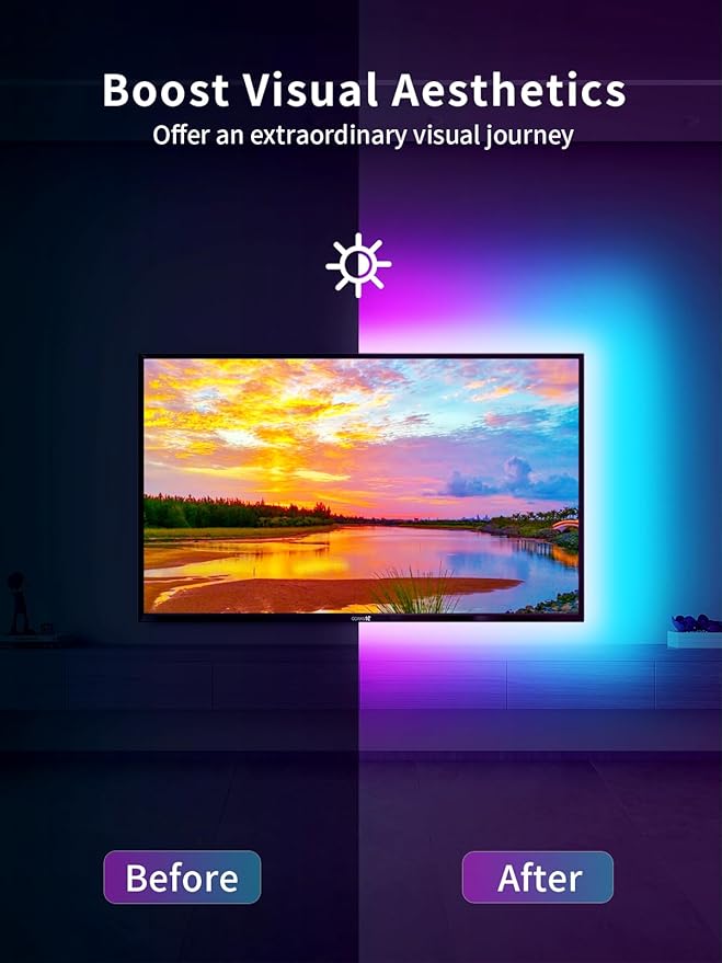 KANTUTOE LED Lights for TV, 19.68ft LED Backlights for 65-80in TV, RGB TV Backlight with Music Sync Bluetooth APP and Remote Control TV Lights Strip USB Powered LED Lights for Bedroom, Gaming