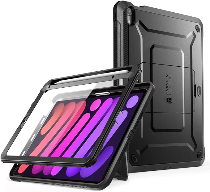 SUPCASE for iPad mini 7 Case A17 Pro 2024 (UB Pro), [Built-in Screen Protector & Pencil Holder & Stand] [Support Apple Pencil Charging] Protective Case for iPad mini 7th/6th Generation 8.3", Black