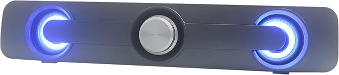 GamesterGear Desktop Compact USB Powered Wired Multimedia Mini Stereo Sound Bar 3.5mm Audio Jack Blue LED 2.5 Watts Speaker