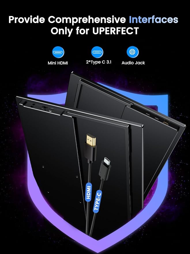 UPERFECT Portable Monitor 4K 120HZ QLED 17.3" | 0.1ms Gaming Monitor, 500 Nits | 3840 * 2160 UHD |100% DCI-P3 | USB-C & HDMI | VESA & Stand | Travel Screen for Laptop, Computer, Game Consoles