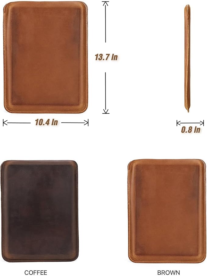 Top Grain Leather 14.2" PC Sleeve Case, Vintage Fit Design, Handmade, Compatible with MacBook Pro 14" 2021 M1 A2442 & Old Versioned 13-13.3 Inch MacBook Pro/Air, Coffee 14.2 Inch
