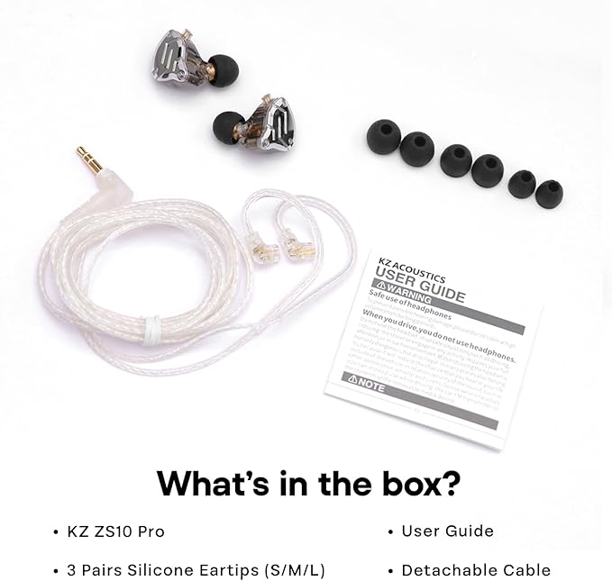 Linsoul KZ ZS10 Pro, 4BA+1DD 5 Driver in Ear Monitor, HiFi Wired Earbuds, Gaming Earbuds, Hybrid IEM Earphones with Stainless Steel Faceplate, Detachable Cable for Musician(Without Mic, Glare Yellow)