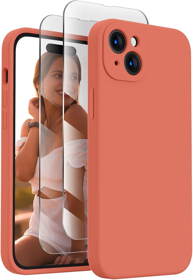 FireNova Designed for iPhone 15 Case, Silicone Upgraded [Camera Protection] Phone Case, Soft Anti-Scratch Microfiber Lining Inside, 6.1 inch, Pink Pomelo