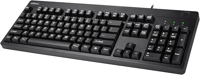 Adesso TAA Compliant Fingerprint Keyboard with AES 256 Encryption USB Wired Full Size 104 Key Layout Windows Hello Compatible Made in Taiwan for Government Business Education AKB-630FB-TAA