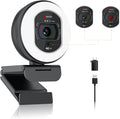 Angetube 4K Webcam with Light for PC, UHD 4K, TOF Auto Focus, Dual AI Noise-Cancelling Mics, 1080p@60FPS, USB Streaming Webcam w/Privacy Cover for Laptop/Mac/Desktop/PC Work w/Zoom/Teams/Google Meet
