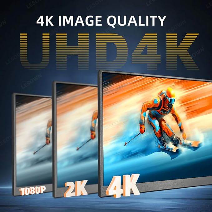 4K Portable Monitor 13.3 inch IPS 3840x2160 USB Type C Built-in Speakers HDMI Wide Screen Small Travel Display for PC Laptop Computer