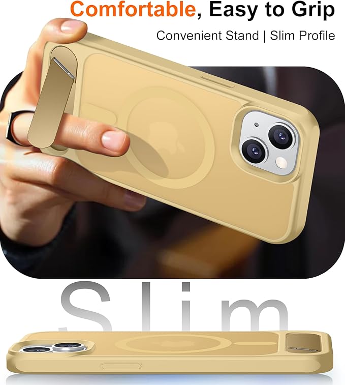 Magnetic Compatible with iPhone 14 Case/iPhone 13 Case,[Built-in Invisible Kickstand][Compatible with MagSafe][Military Grade Shockproof] Slim Translucent Matte Phone Case for iPhone 14/13 6.1"