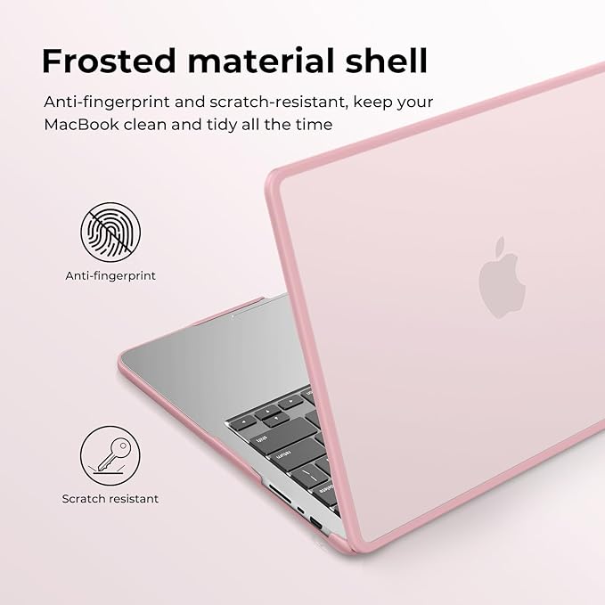BlueSwan Anti-Cracking Hard Shell Case Compatible with MacBook Pro 14-inch M5 2026 2025-2021 Release M4 M3 M2 M1 Pro/Max Chip, Anti-Fingerprint Soft TPU Bumper, Frosted Pink