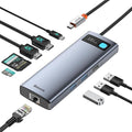 Baseus Laptop Docking Station Dual Monitor 9 in 1 USB C Hub up to 4K@120Hz with 2 HDMI, 1000Mbps LAN, Max 85W PD, 3 USB, SD Card Reader,USB C Dock Compatible with iPhone/Mac/Dell/HP/Surface/Steam Deck