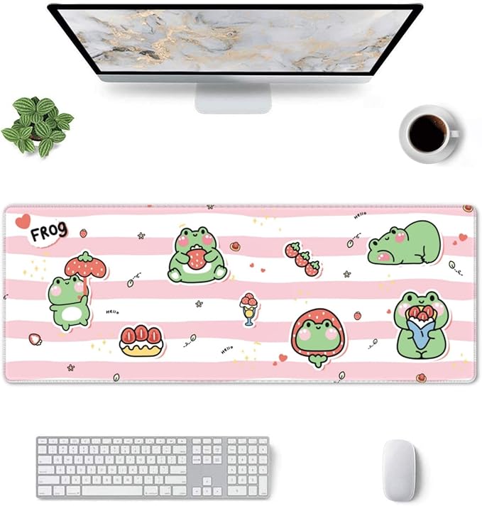 Cute Frog Mouse Pad XL Large Mousepad Non Slip Rubber Base Desk Mat for Laptop Computer Gaming 31.5" X 12"