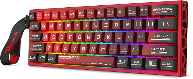 Redragon K753 HE Rapid Trigger Gaming Keyboard, 60% 61 Keys Wired Mechanical Keyboard w/Hype-Red Hollowed-Out Aluminum Base, Next-Gen UltraMag 100% POM Silky Rappid Trigger Magnetic Switch