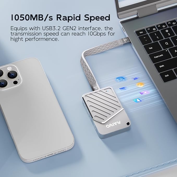 MAIWO Magnetic 2230 2242 M.2 NVMe SSD Enclosure USB3.2 GEN2, External Solid State Drive Reader Case for iPhone 17 16 15 Pro Max MacBook Pro, Aluminum, Support 4K ProRes Video Record