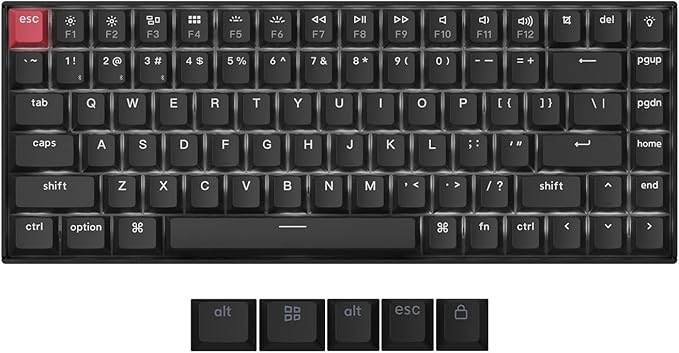 Keychron K2 QMK Wireless Mechanical Gaming Keyboard, 75% Layout with Super Red Switch, White LED Backlight Rechargeable Wired Bluetooth Professional Office Keyboard for Mac/Windows, Version 3
