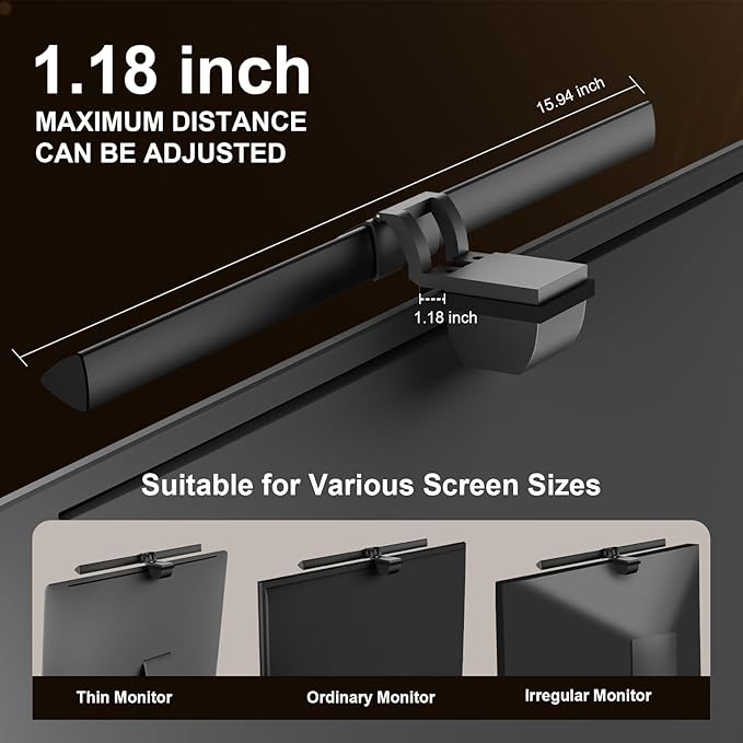 Monitor Light Bar 16“ - Computer Monitor Lamp, Hand-Sweep Sensor Function, Screen Monitor Lamp for Eye Caring, Adjustable Brightness & Color Temperature, USB Powered, No Glare Space Saving Home Office